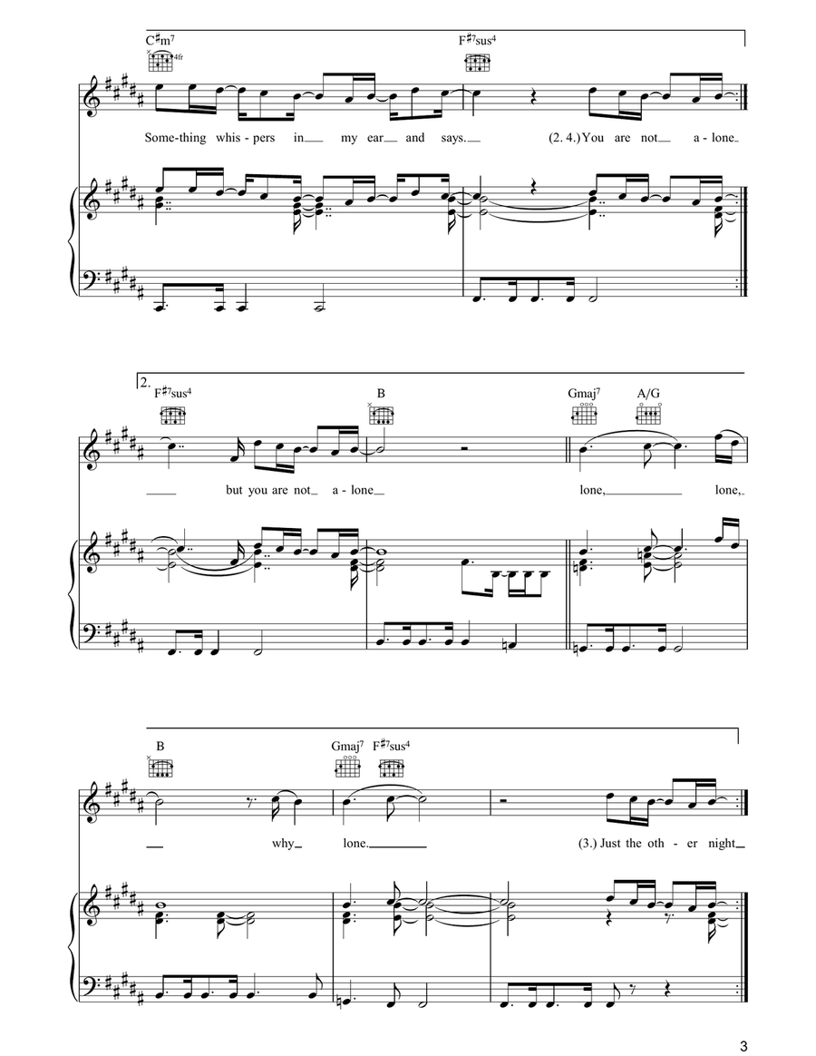You Are Not Alone Piano, Vocal, Guitar scores gallery preview page 3