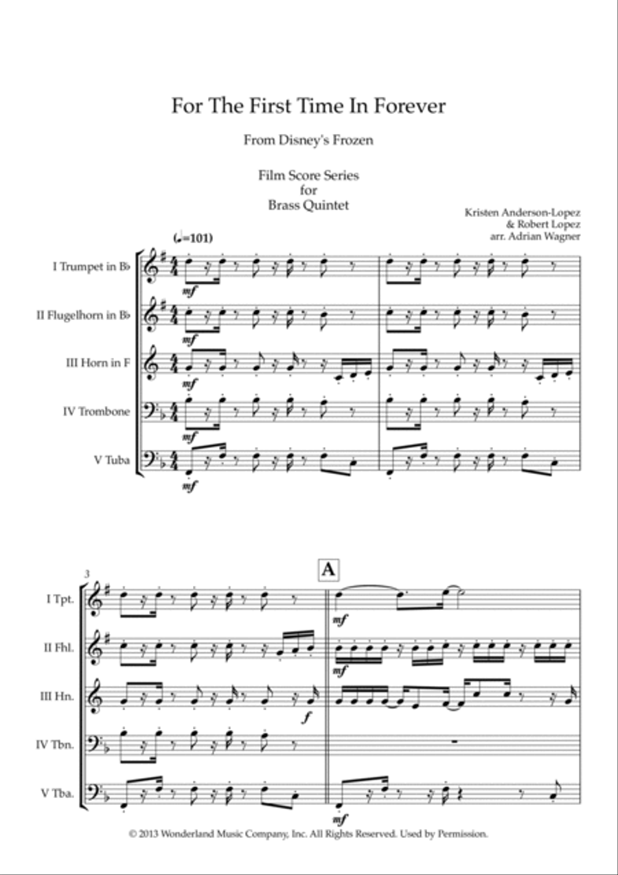 For The First Time In Forever Brass Quintet scores gallery preview page 3