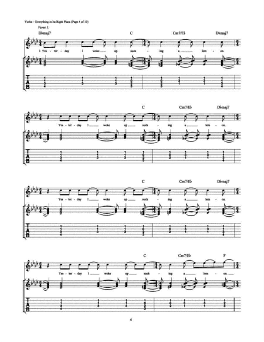 Everything in Its Right Place Electric Guitar scores gallery preview page 4