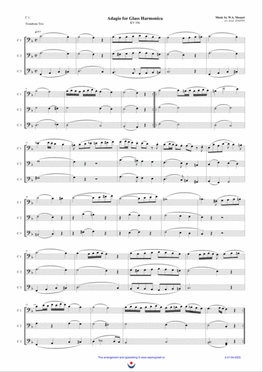 Adagio for Glass Harmonica Small Ensemble scores gallery preview page 1