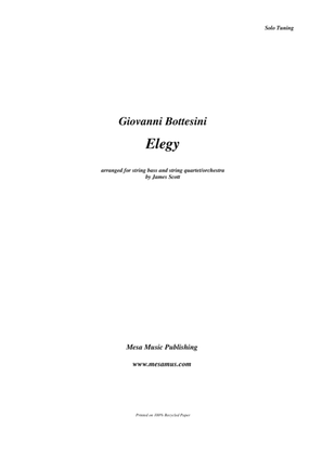 Book cover for Giovanni Bottesini, Elegy, for solo double bass in solo tuning and string quartet, quintet or strin