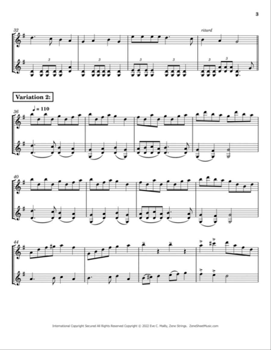 Deck the Halls - Duet for Two Violins String Duet scores gallery preview page 3
