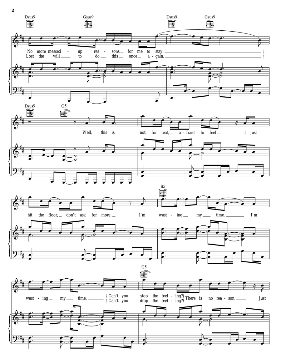 Wasting My Time Piano, Vocal, Guitar scores gallery preview page 2