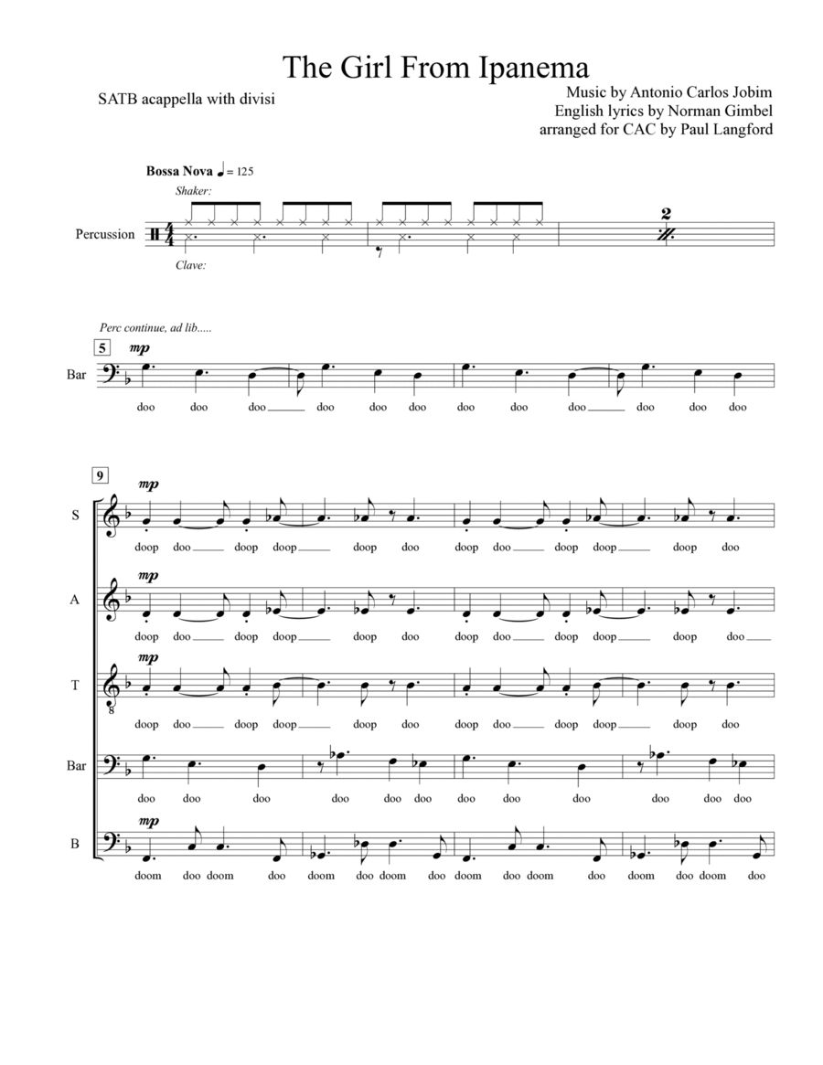 The Girl From Ipanema (garôta De Ipanema) Divisi scores gallery preview page 1