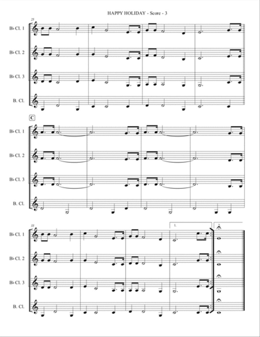 Happy Holiday Clarinet Quartet scores gallery preview page 4