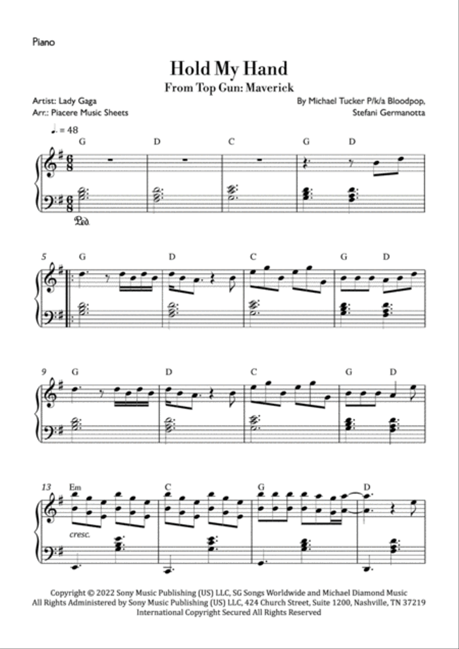 Hold My Hand Easy Piano scores gallery preview page 2