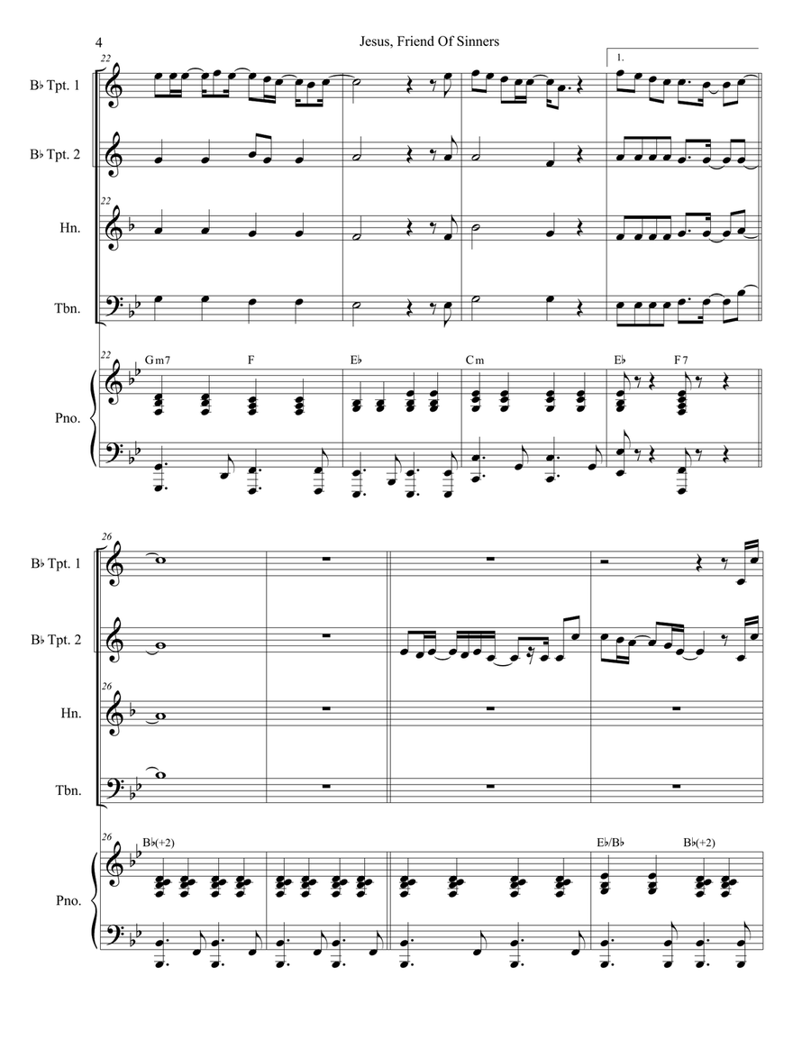 Jesus, Friend Of Sinners Brass Quartet scores gallery preview page 4