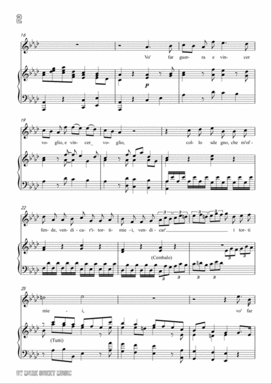 Handel-Vo' far guerra in A flat Major,for Voice and Piano Voice Solo scores gallery preview page 4