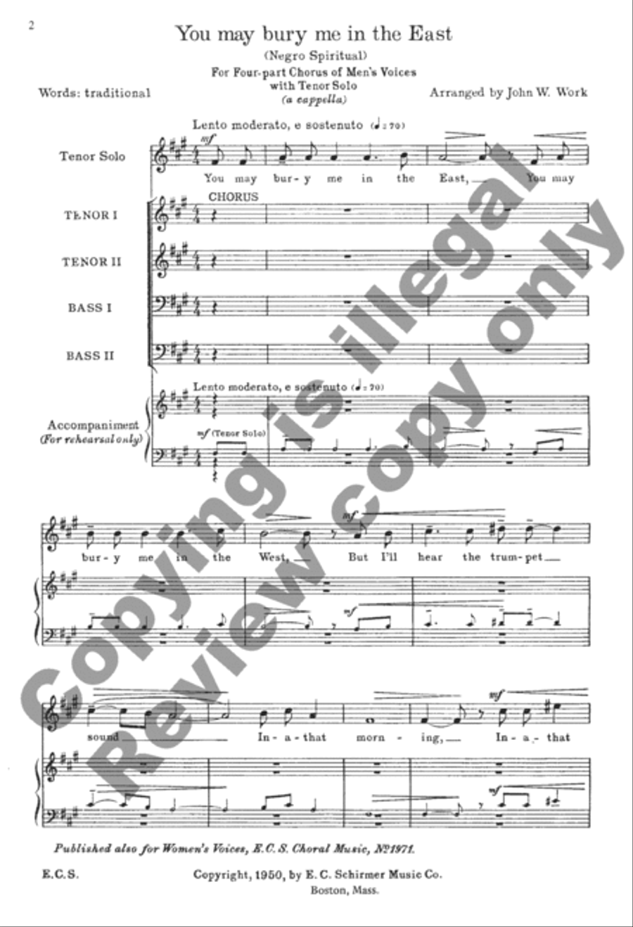 You May Bury Me in the East TTBB scores gallery preview page 6