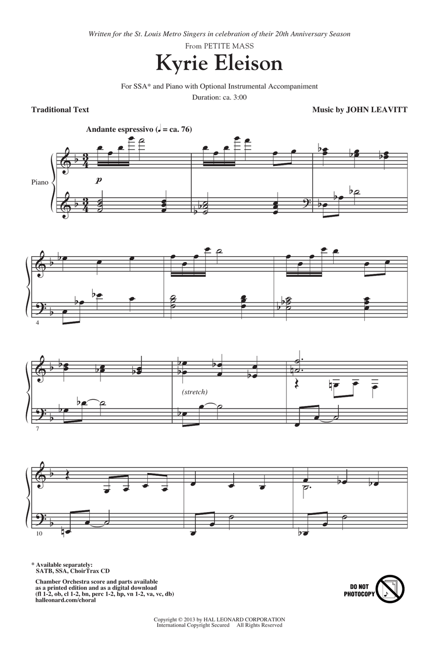 Kyrie Eleison (from Petite Mass) SSA scores gallery preview page 1