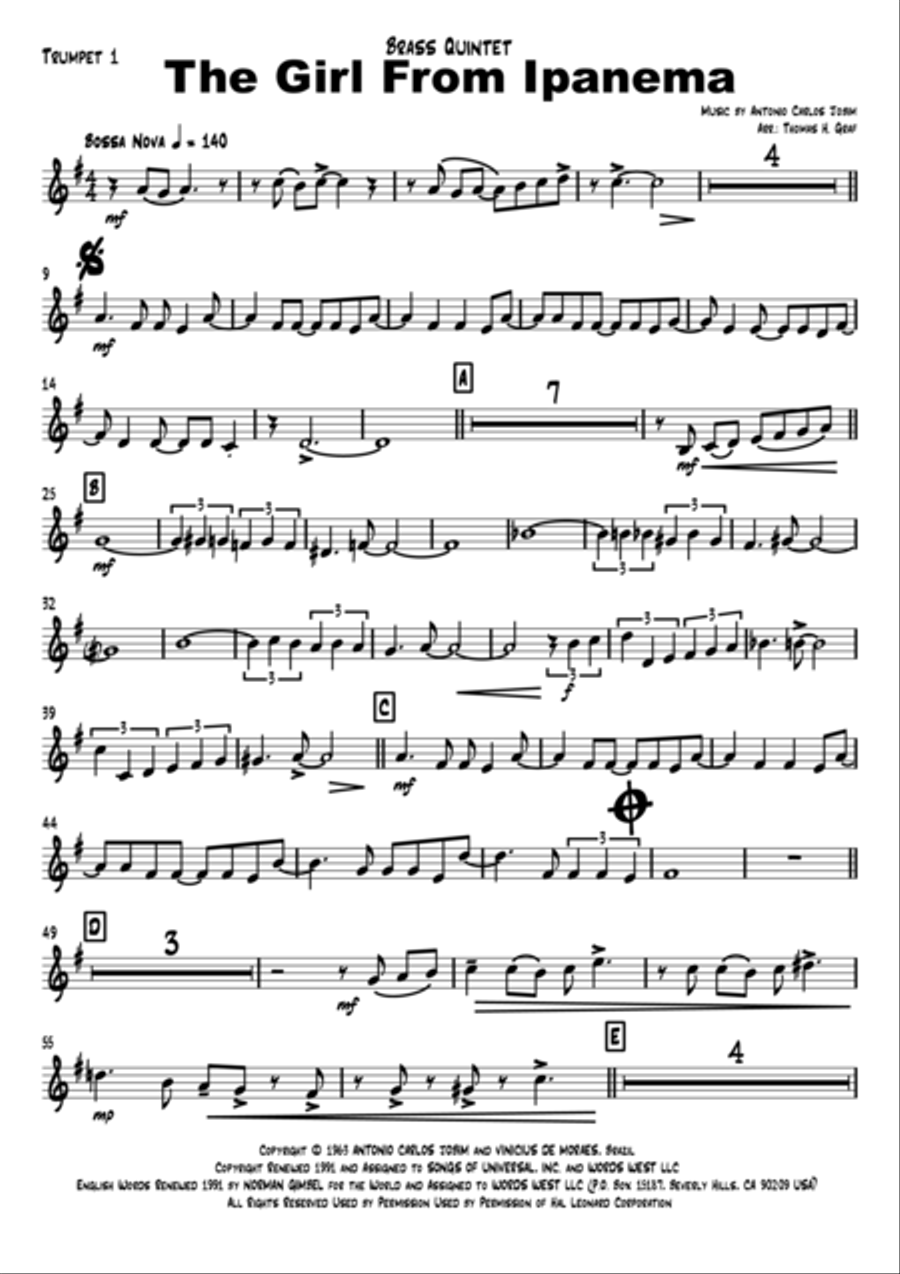 The Girl From Ipanema (Garota De Ipanema) Horn scores gallery preview page 5