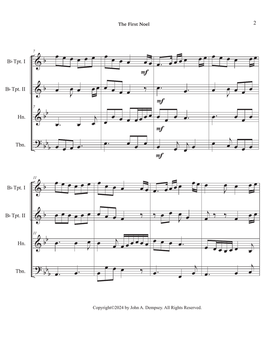 The First Noel (Brass Quartet): Two Trumpets, Horn in F and Trombone Brass Quartet scores gallery preview page 6