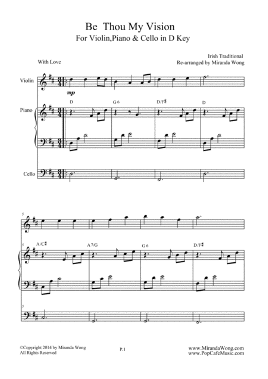 Be Thou My Vision - Violin, Piano and Cello (Romantic Version) Piano Trio scores gallery preview page 2
