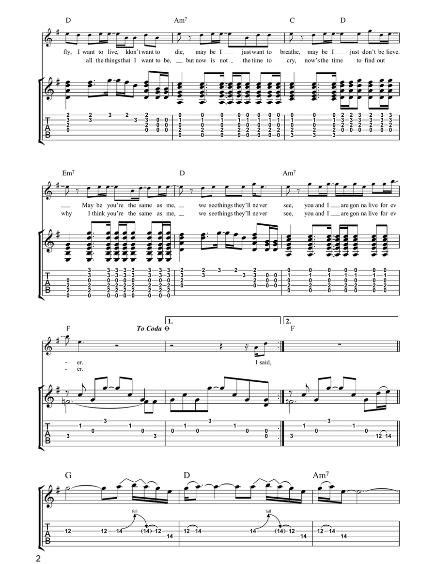Live Forever Live Forever Acoustic Guitar scores gallery preview page 2