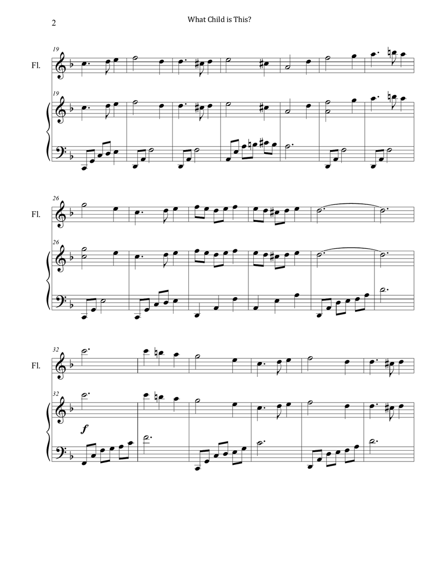 What Child is This? (Flute and Piano) Flute scores gallery preview page 2