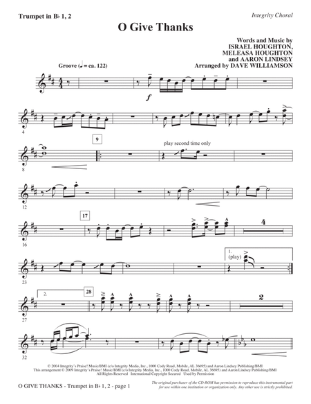 O Give Thanks - Bb Trumpet 1,2