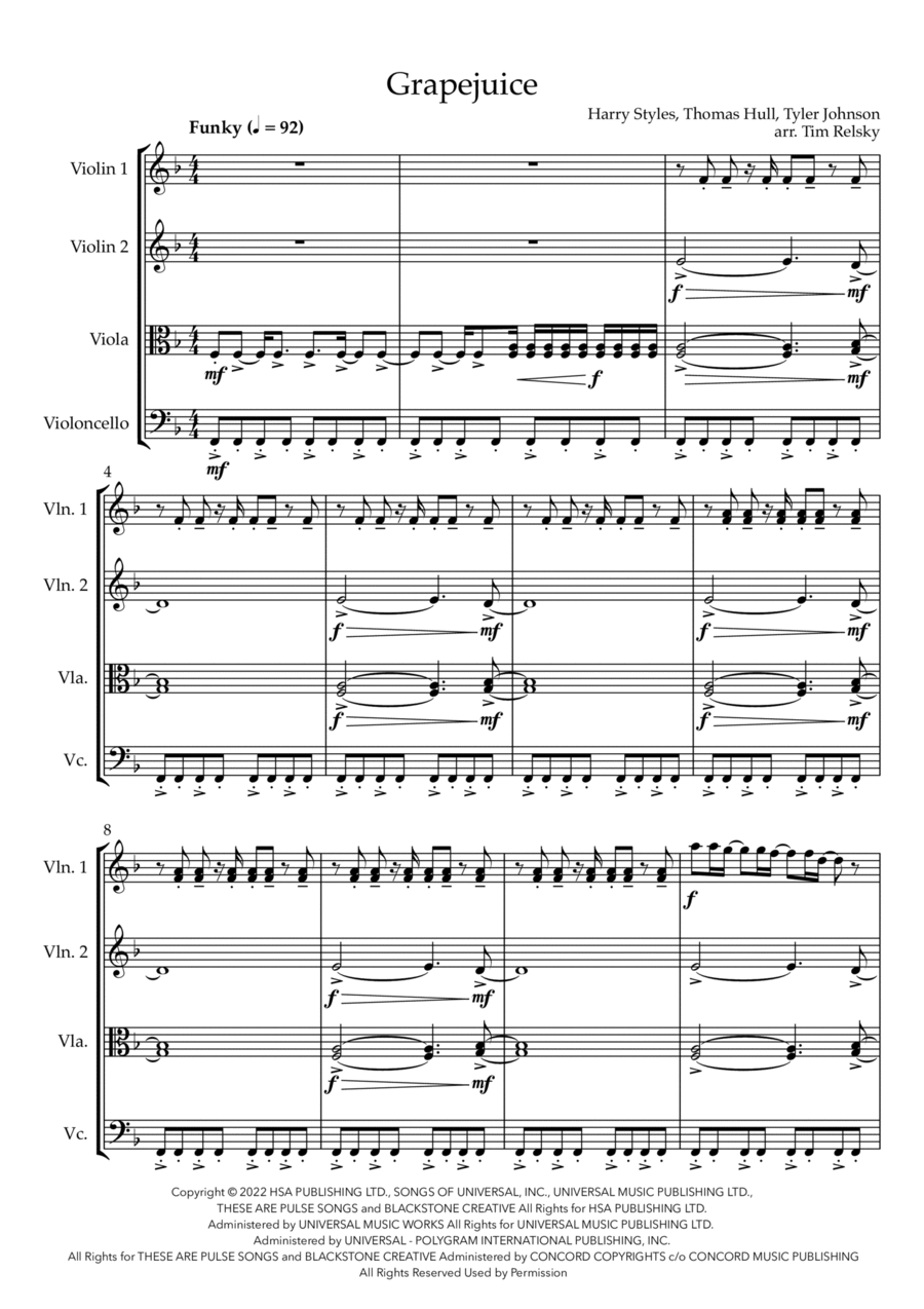 Grapejuice Grapejuice String Quartet scores gallery preview page 1