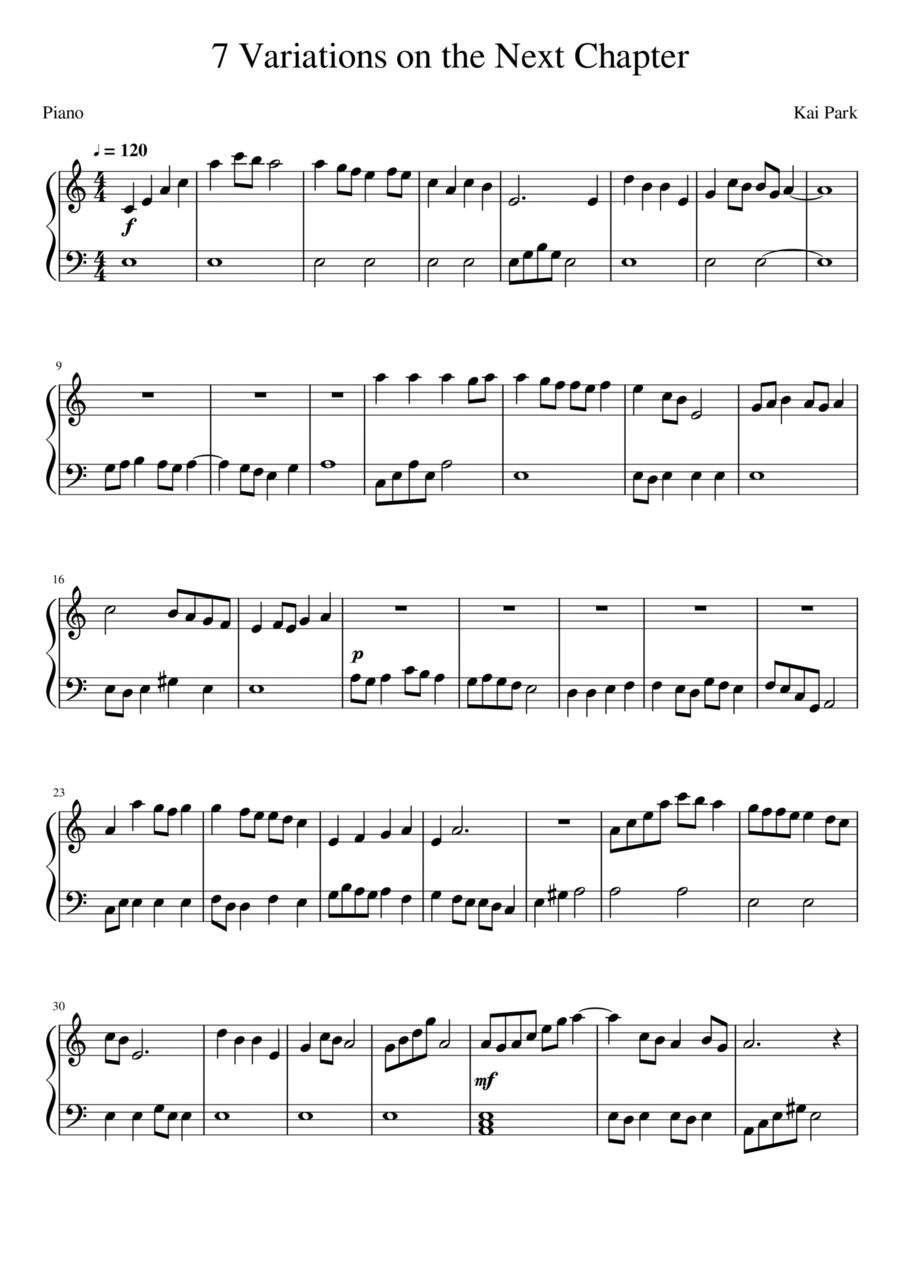 7 Variations on the Next Chapter Piano Solo scores gallery preview page 1
