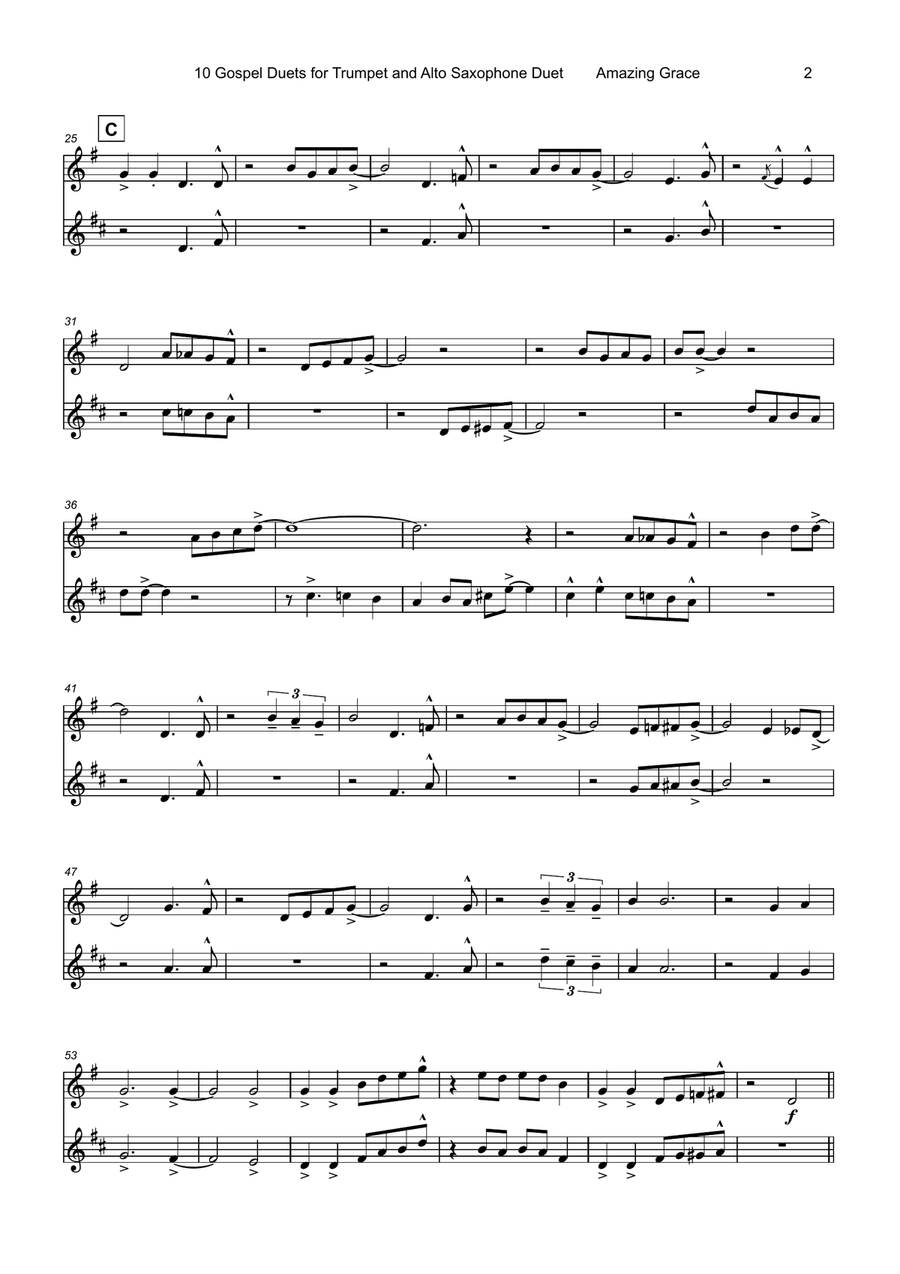 10 Gospel Duets for Trumpet and Alto Saxophone Alto Saxophone scores gallery preview page 4