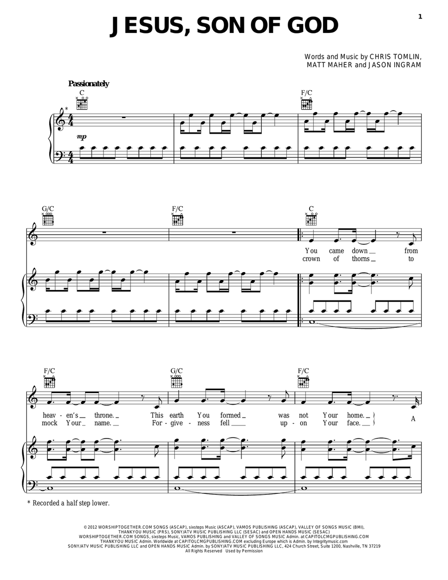 Jesus, Son Of God Jesus, Son Of God Guitar scores gallery preview page 1