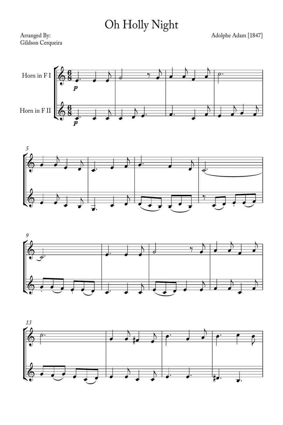 Oh Holy night Brass Duet scores gallery preview page 1