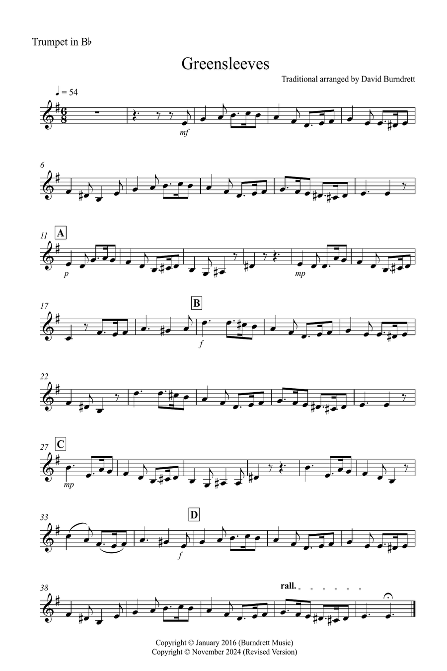 Greensleeves for Trumpet, Violin and Cello Trio Small Ensemble scores gallery preview page 4