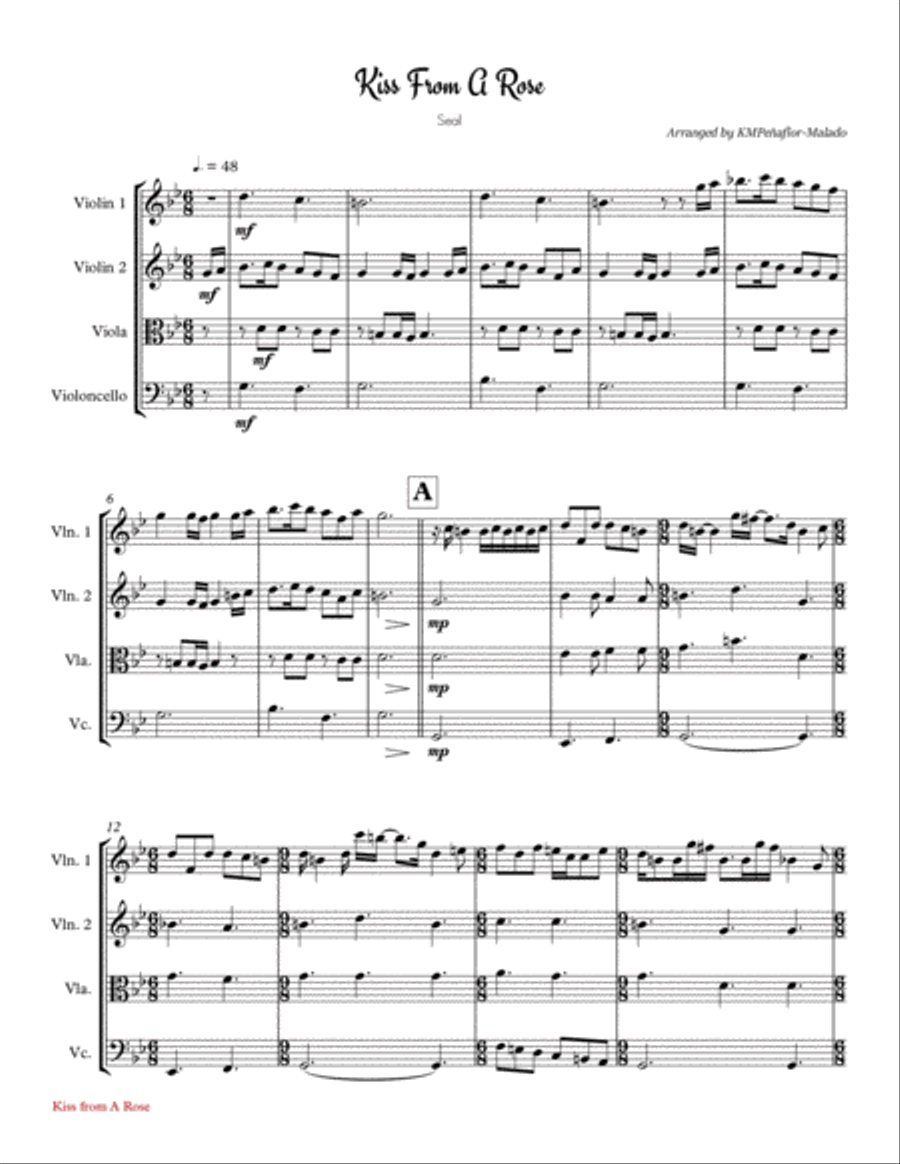 Kiss From A Rose Kiss From A Rose Small Ensemble scores gallery preview page 1