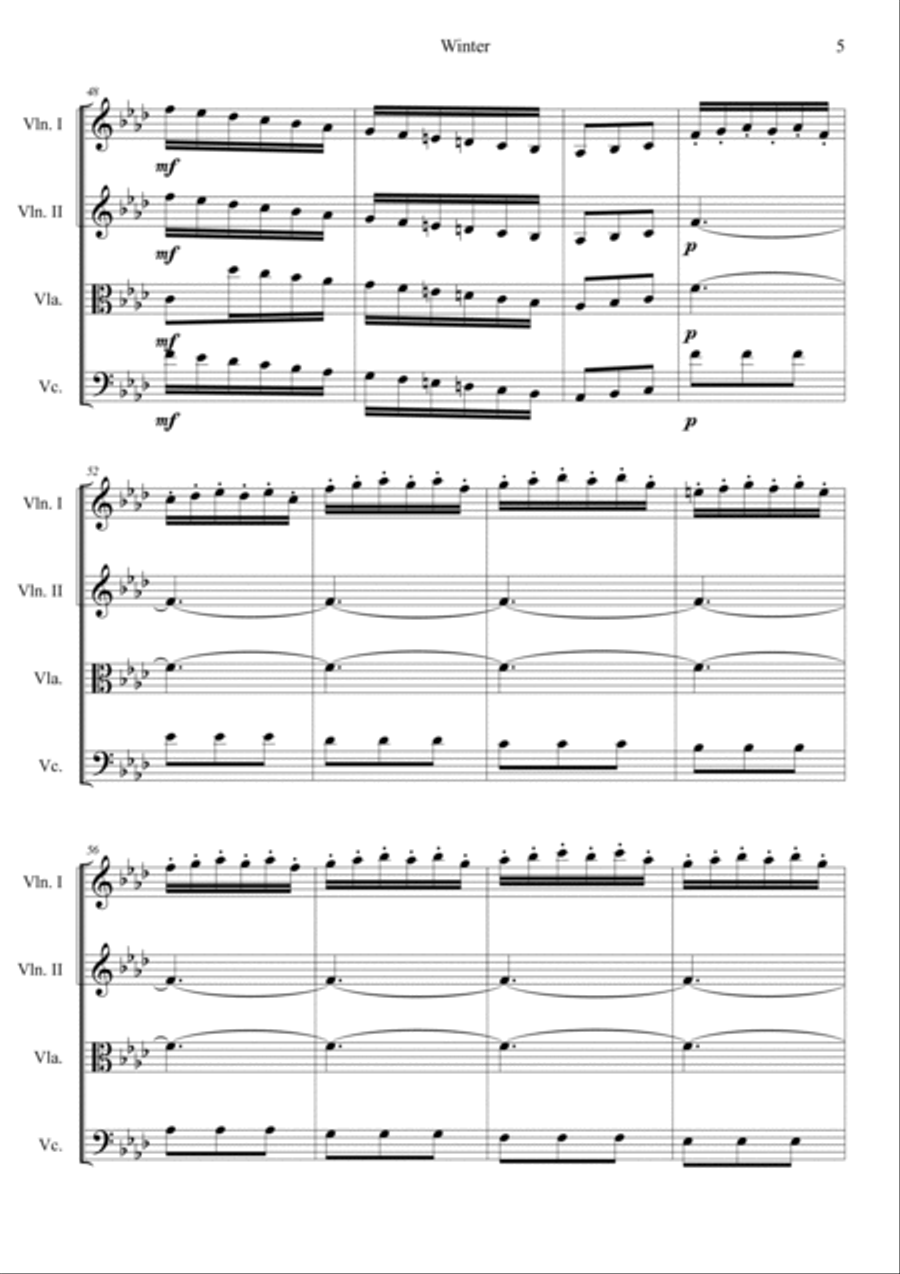 The Four Seasons: Winter 3rd Movement String Quartet scores gallery preview page 5