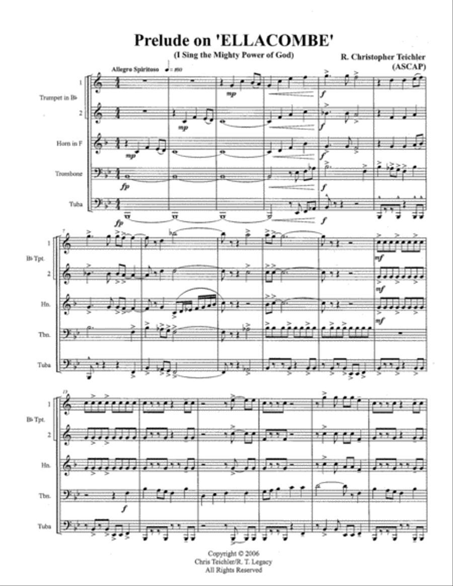 Prelude on ELLACOMBE Brass Ensemble scores gallery preview page 2