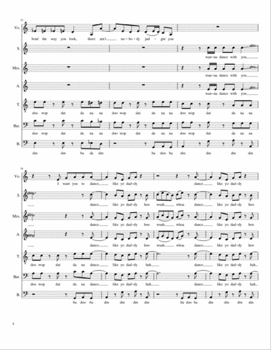 Dance Like Yo Daddy 4-Part scores gallery preview page 4
