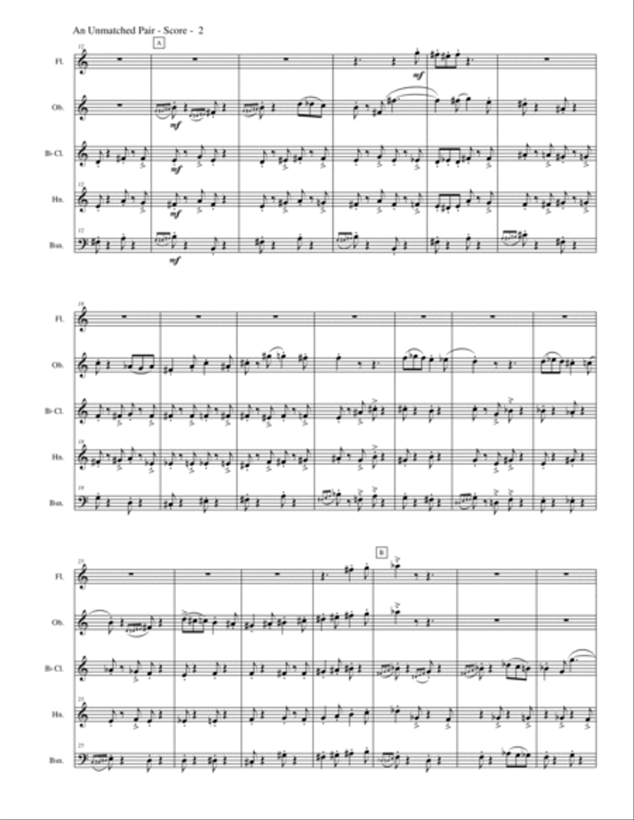 An Unmatched Pair An Unmatched Pair Woodwind Quintet scores gallery preview page 3