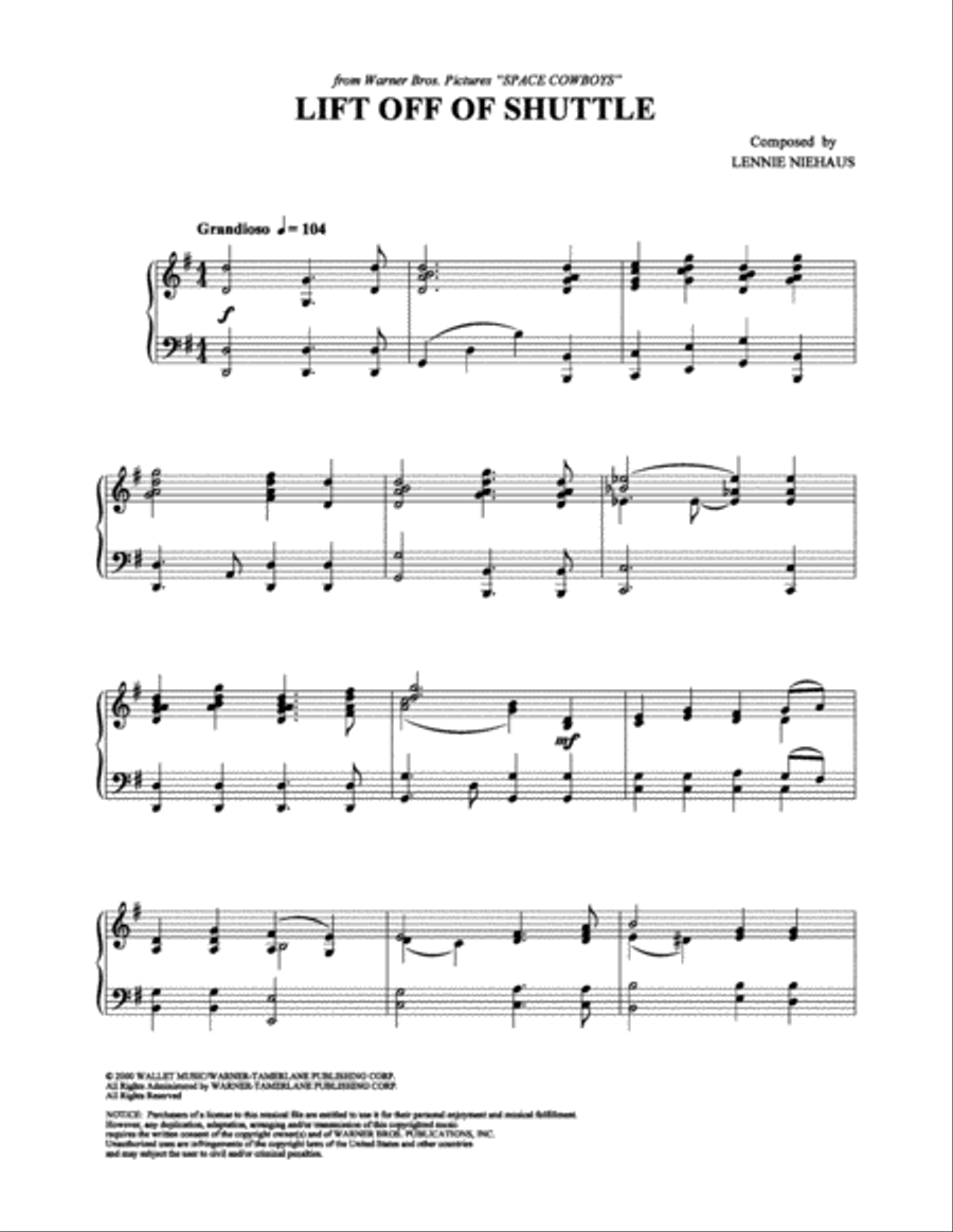 Lift Off Of Shuttle Piano Solo scores gallery preview page 1