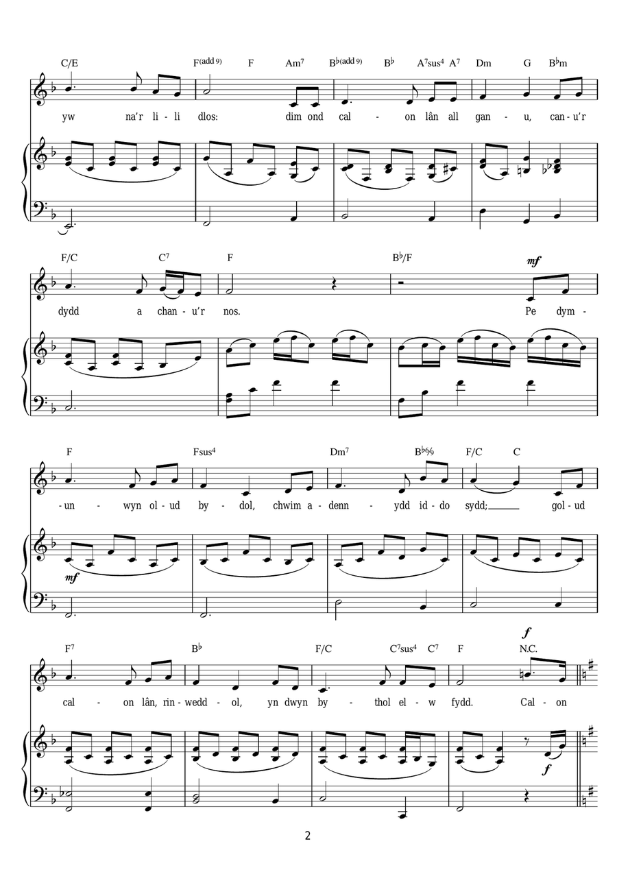 Calon Lan Piano, Vocal scores gallery preview page 2