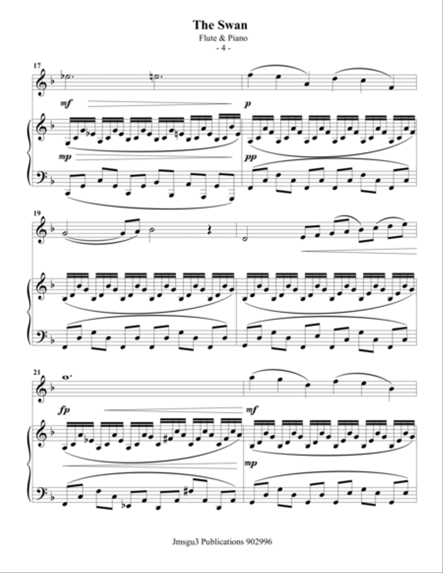 Saint-Saens: The Swan for Flute & Piano Flute Solo scores gallery preview page 4