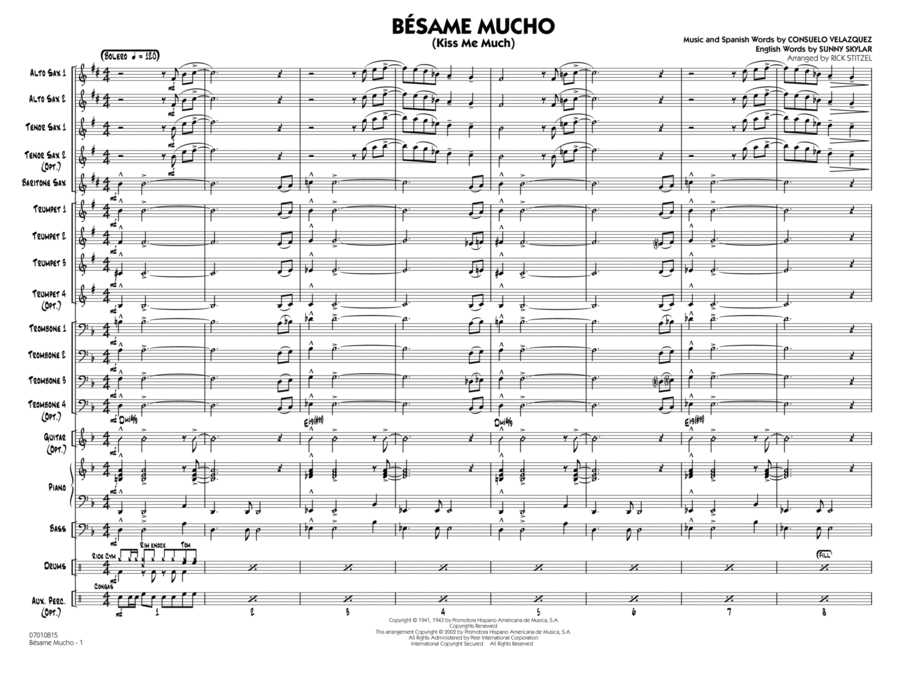 Bésame Mucho (Kiss Me Much) (arr. Rick Stitzel) - Full Score