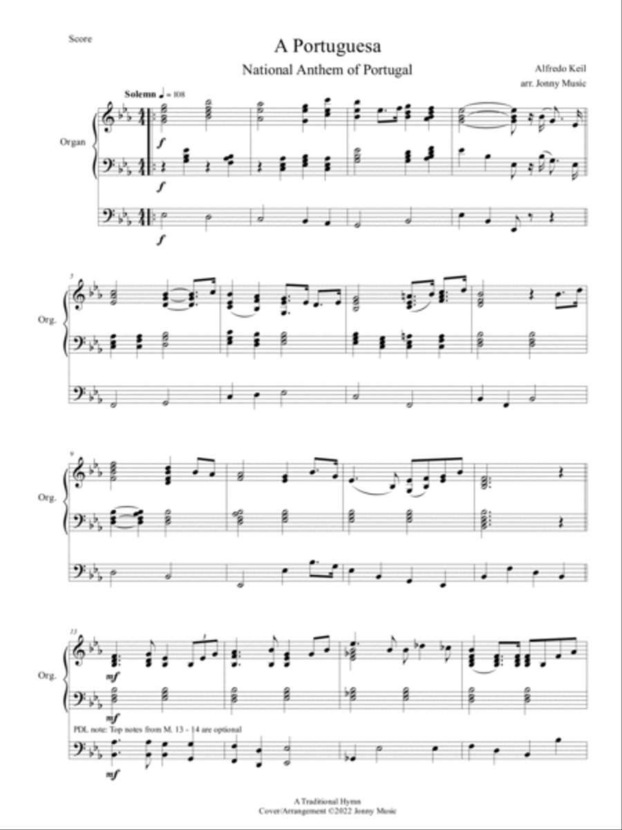 A Portuguesa (National Anthem of Portugal) Organ Solo scores gallery preview page 2