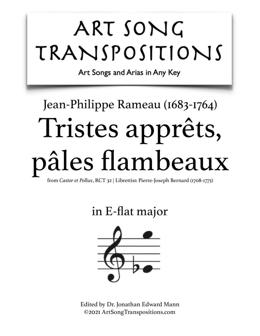 RAMEAU: Tristes apprêts, pâles flambeaux (transposed to E-flat major) Voice scores gallery preview page 1