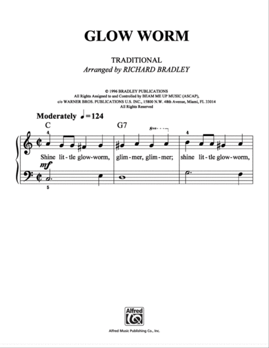 Glow Worm Easy Piano scores gallery preview page 1