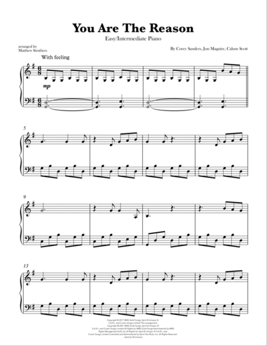 You Are The Reason Piano Solo scores gallery preview page 2