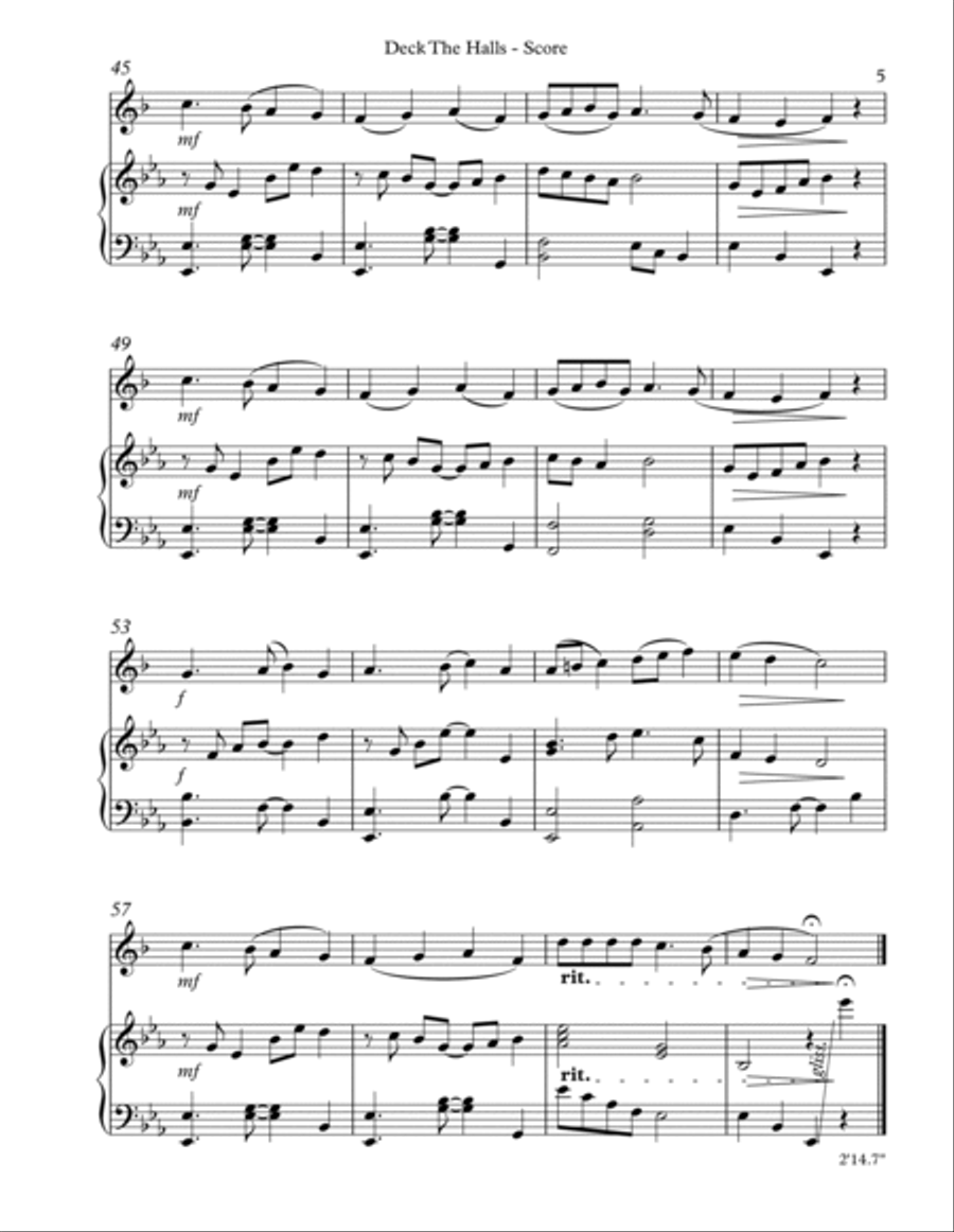 Deck The Halls, Duet for Trumpet and Lever Harp image number null