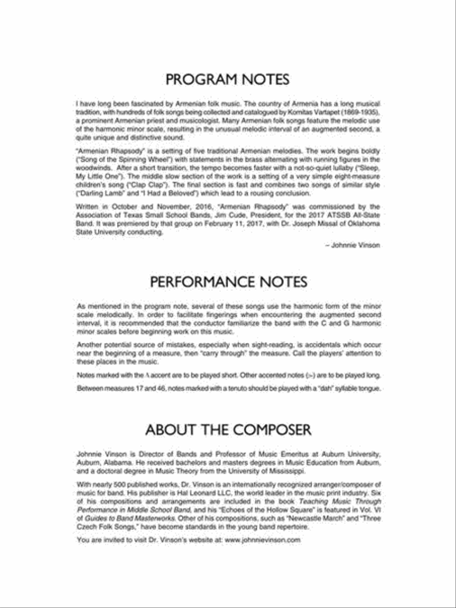 Armenian Rhapsody Concert Band scores gallery preview page 4