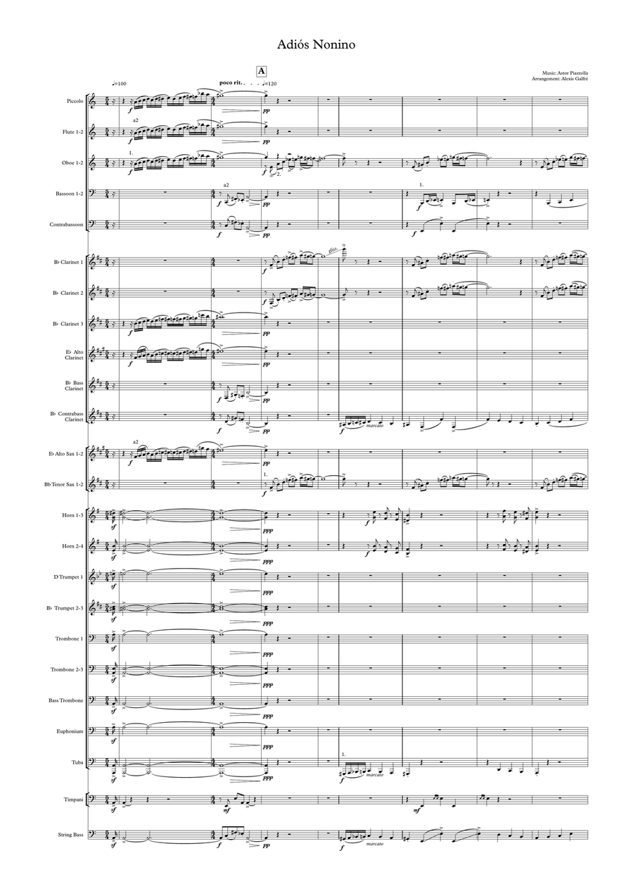 Adios Nonino - Full Score only Concert Band scores gallery preview page 2