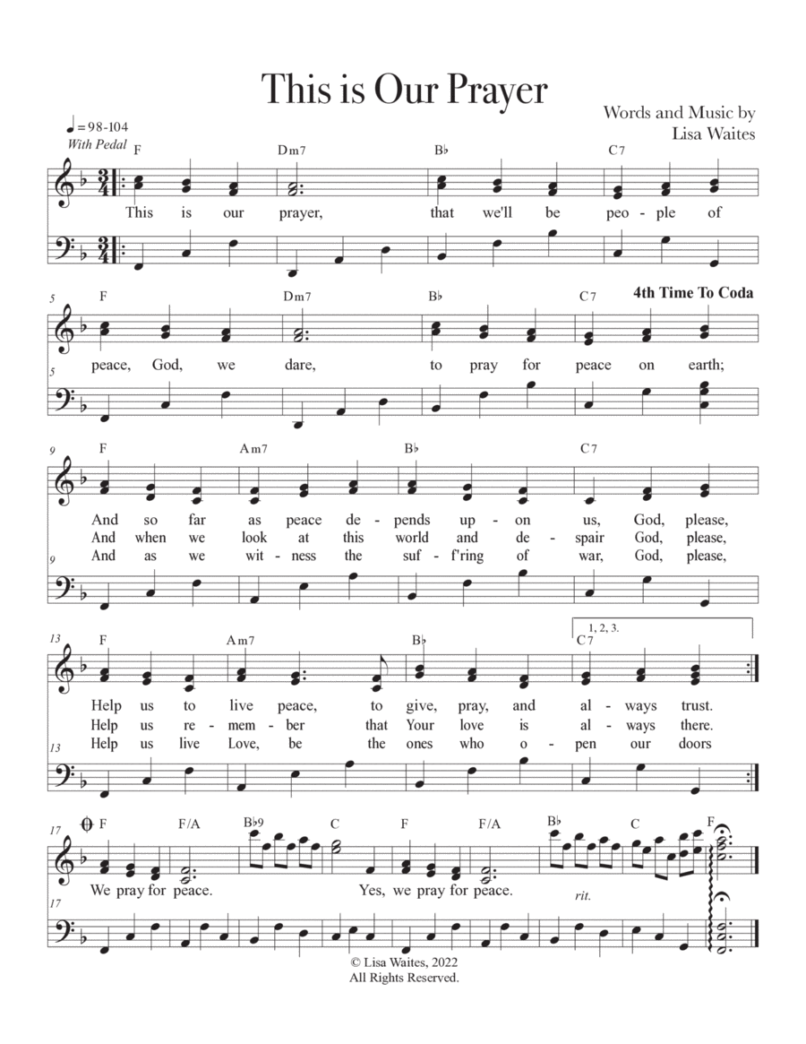 This is Our Prayer Piano, Vocal, Guitar scores gallery preview page 1
