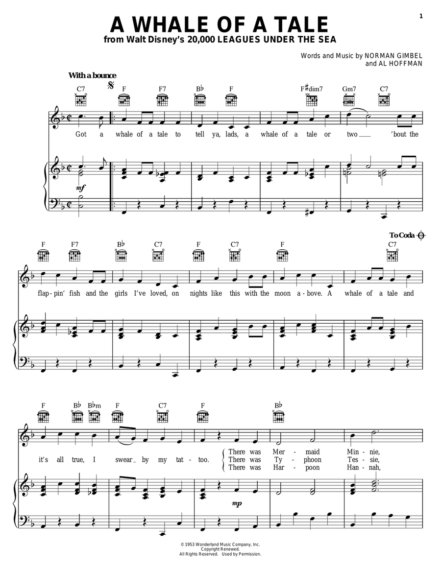 A Whale Of A Tale (from 20,000 Leagues Under The Sea) Guitar scores gallery preview page 1