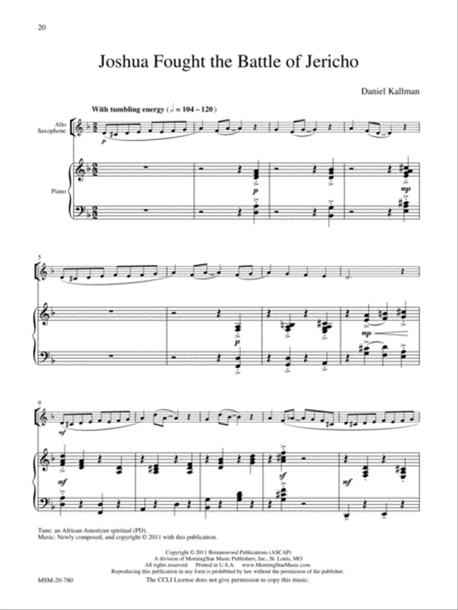Down by the Riverside Six Songs for Saxophone & Piano Alto Saxophone scores gallery preview page 10
