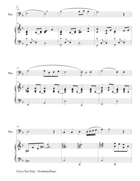 I LOVE YOU TRULY (Duet for Trombone/Piano with Score and Trb Part) image number null