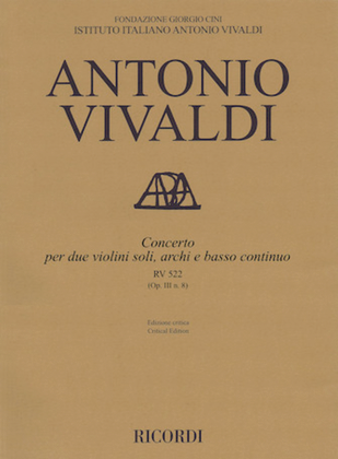 Book cover for Concerto A minor, RV 522, Op. III, No. 8