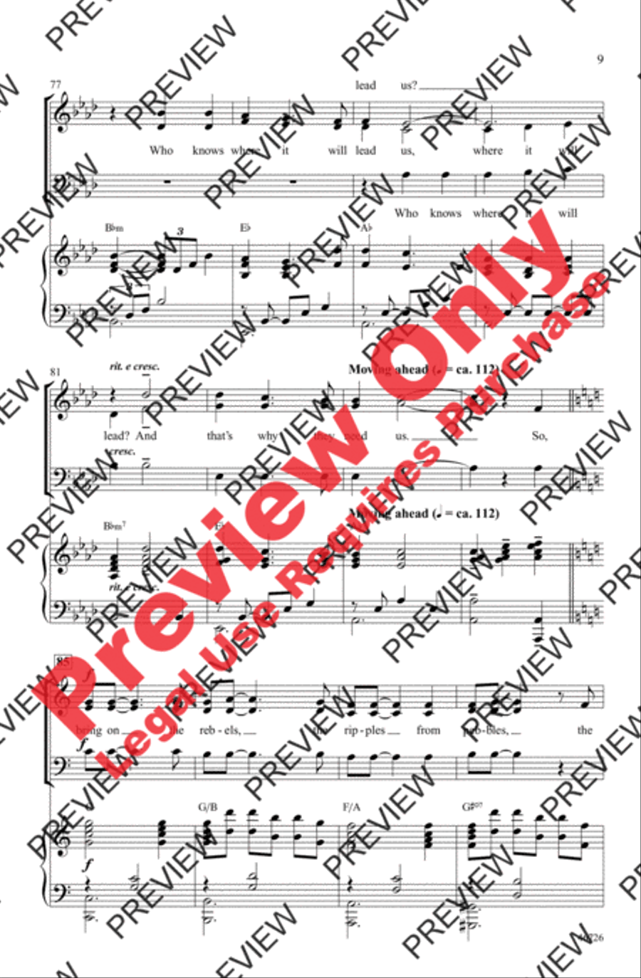 Audition (The Fools Who Dream) 3-Part scores gallery preview page 9