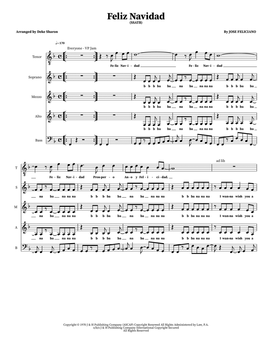 Feliz Navidad Feliz Navidad Choir scores gallery preview page 1