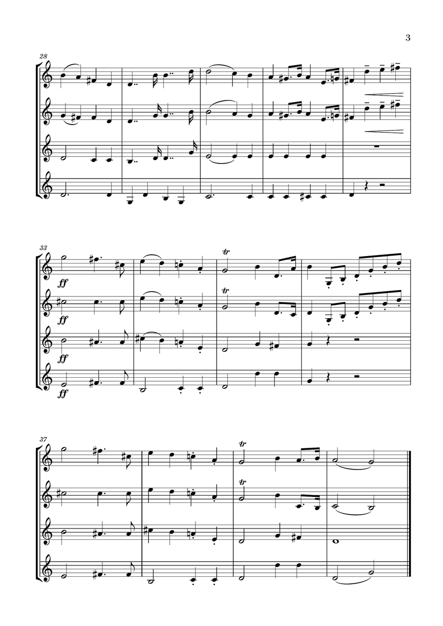 Wedding March for French Horn Quartet - Mendelssohn Wedding March for French Horn Quartet - Mendelssohn French Horn Quartet scores gallery preview page 3